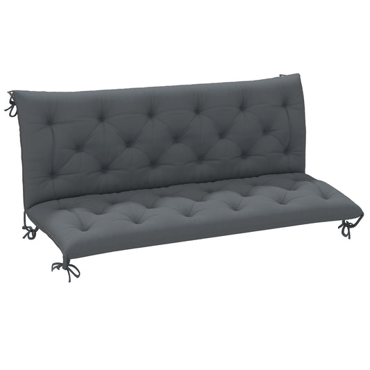 3 Seater Bench Cushion, Garden Chair Cushion with Back and Ties
