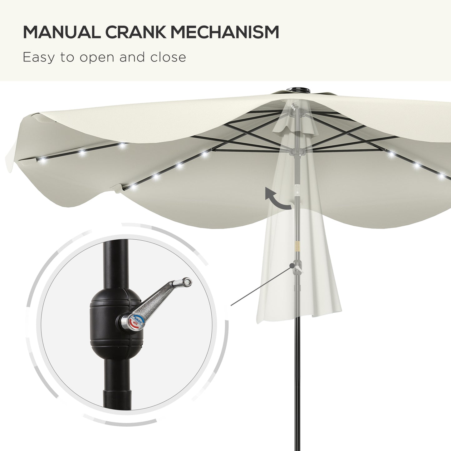 Solar Patio Umbrella with LED and Tilt
