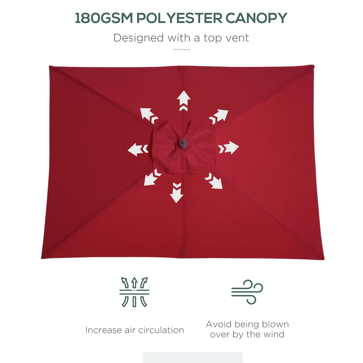 2m x 1.5m Garden Parasol Umbrella with Tilting Sunshade Canopy