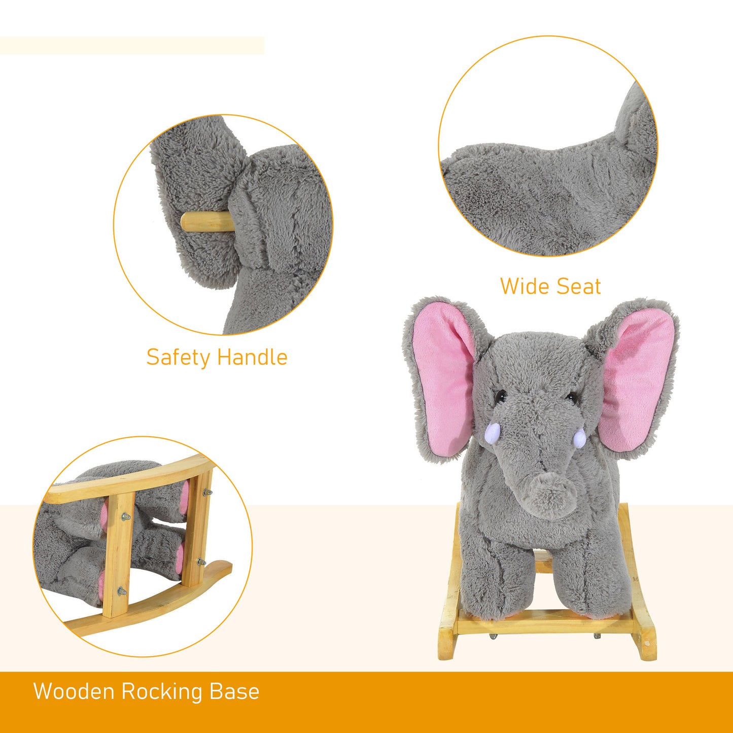 Kids Children Rocking Horse Plush Ride on Animal Wooden Riding