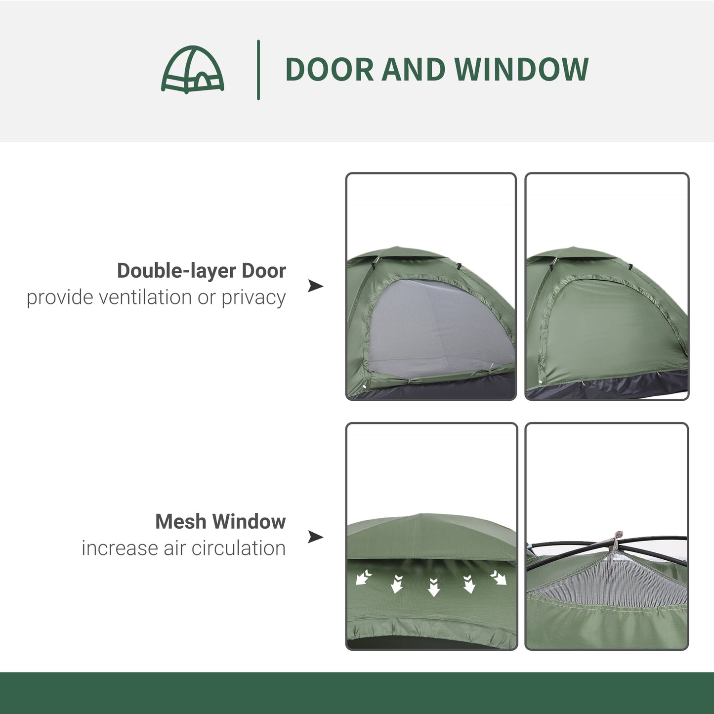 2 Person Camping Tent, Camouflage Tent with Zipped Doors