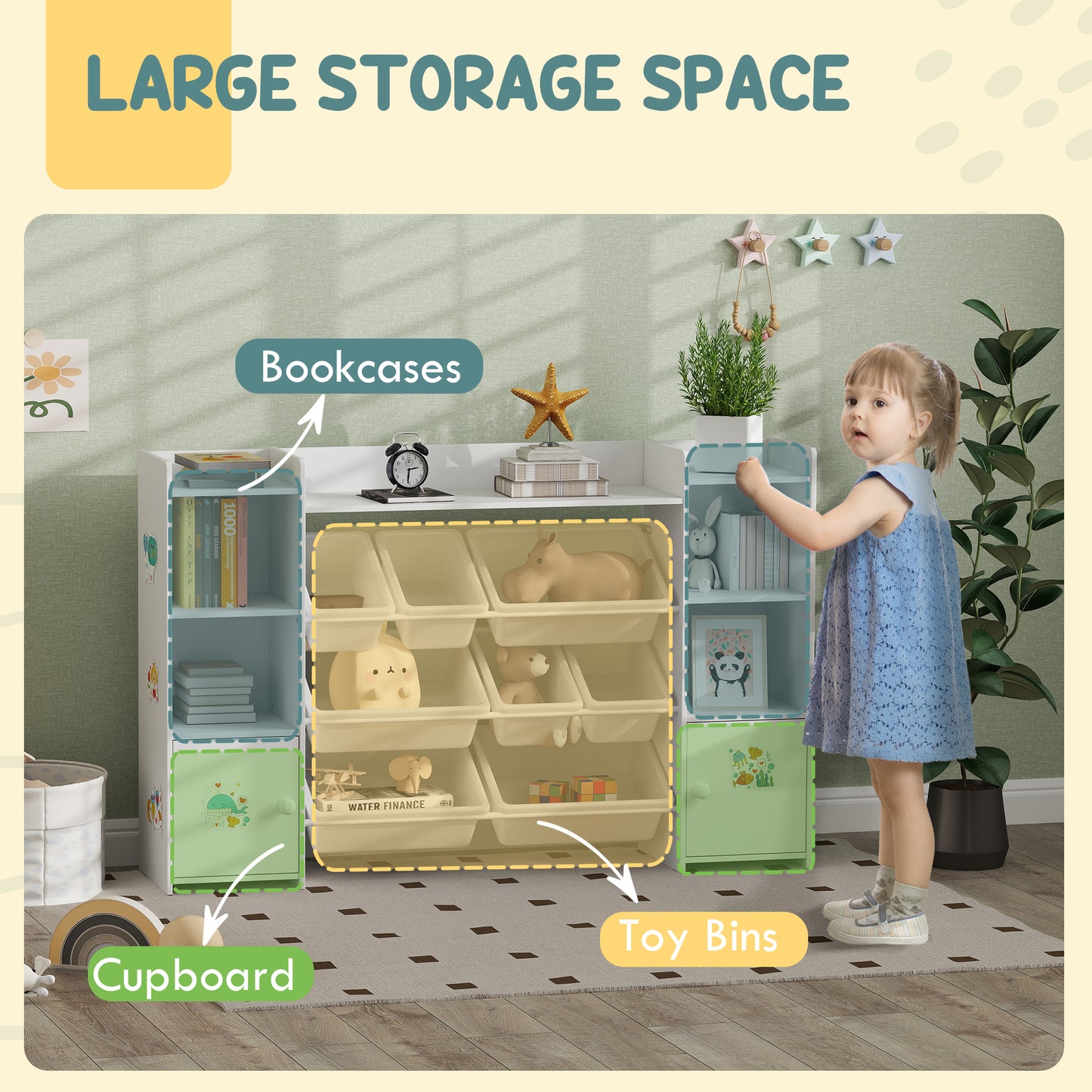 Kids Toy Organizers and Storage with 8 Removable Storage Bins