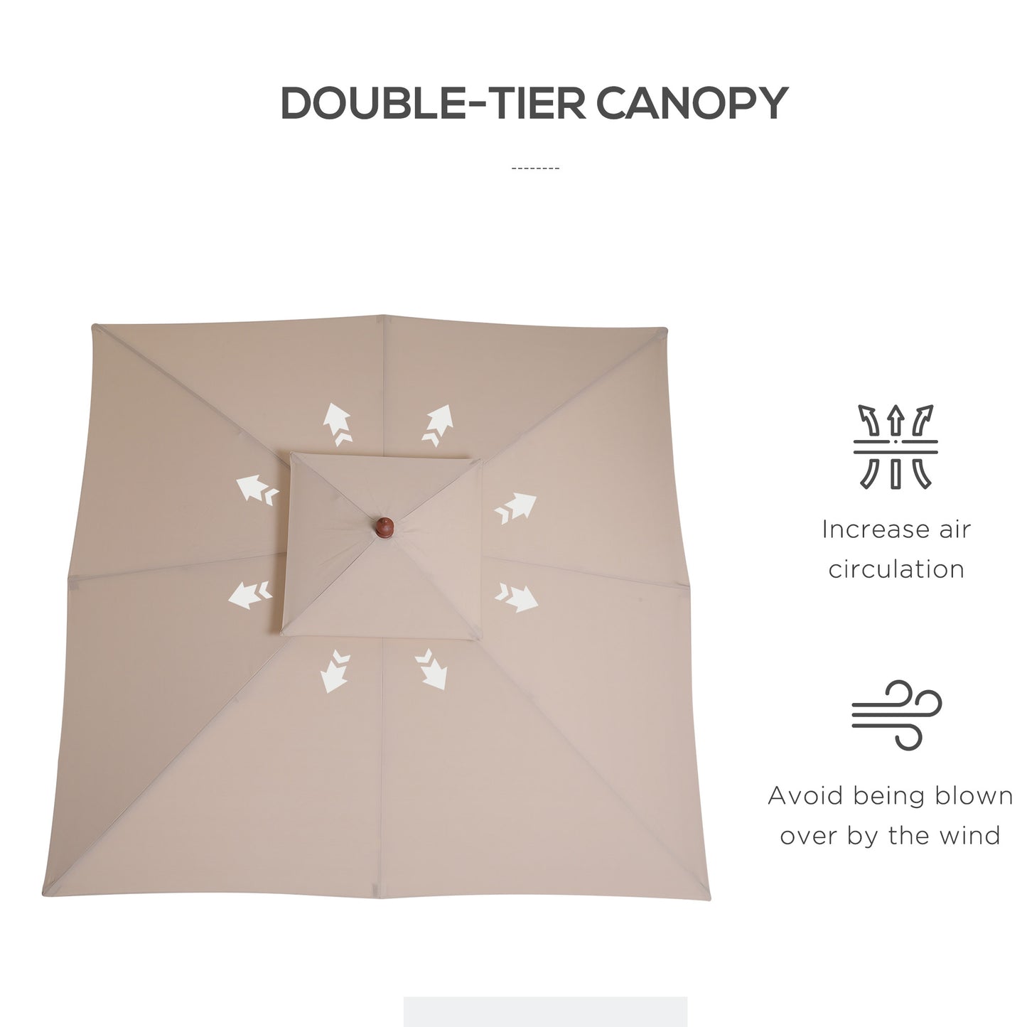 3 x 3 metre Patio Parasol Garden Umbrellas Sunshade Outdoor Wooden (1)