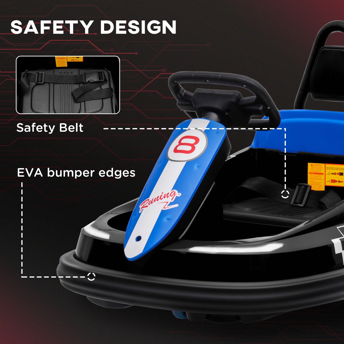 6V Electric Kids Bumper Car, 6V Spin Waltz Car, with Music, Horn