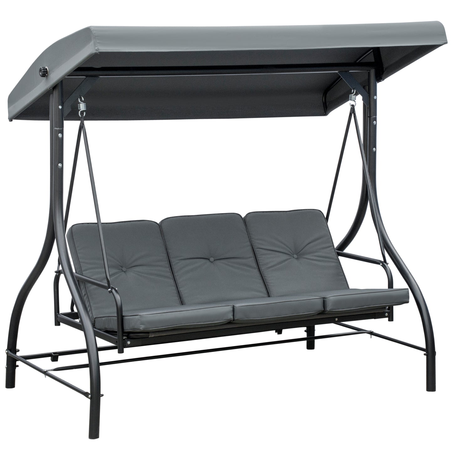 3 Seater Canopy Swing Chair, 2 in 1 Garden Swing Seat Bed