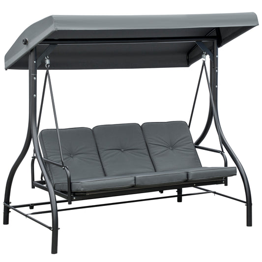 3 Seater Canopy Swing Chair, 2 in 1 Garden Swing Seat Bed
