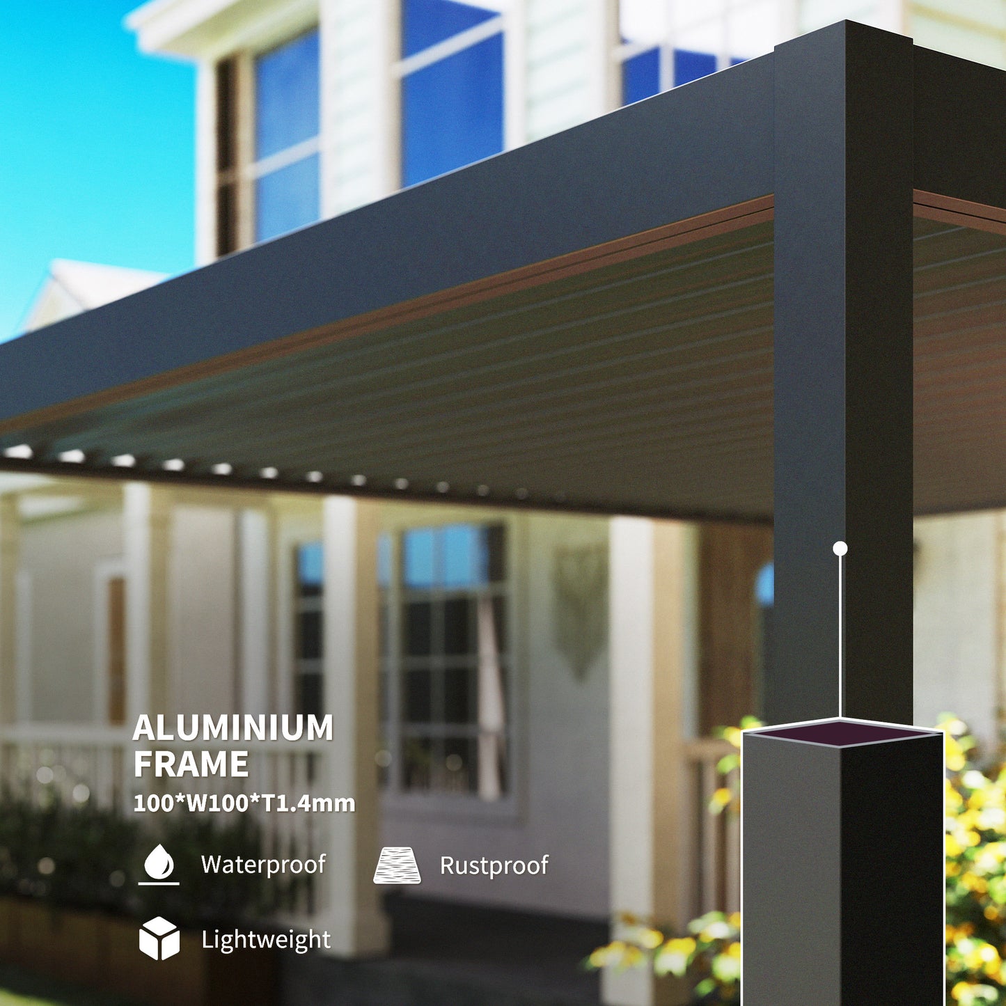 3 x 3(m) Electric Louvered Pergola with LED Lights