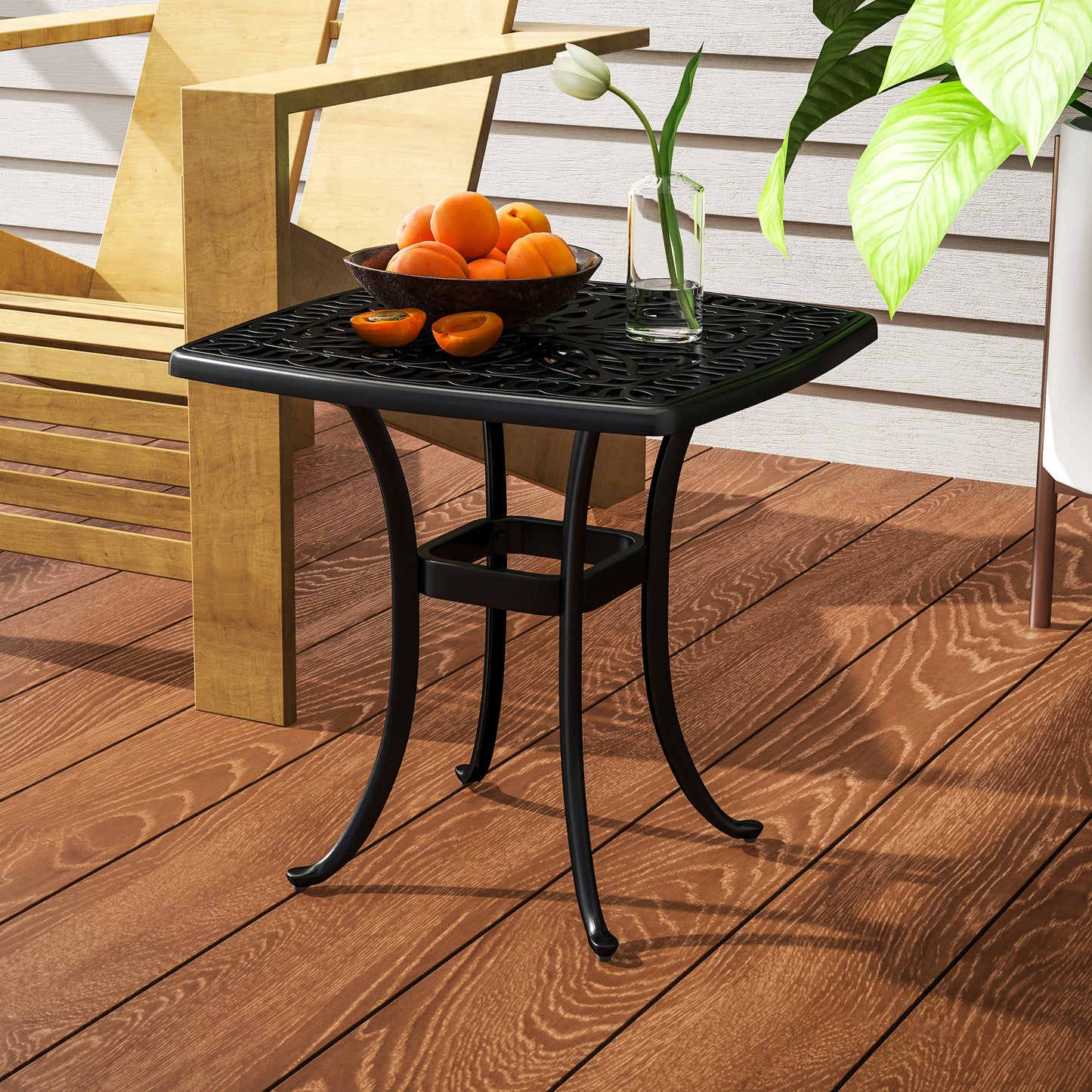 Outdoor Garden Table, Cast Aluminium Patio End Table (1)