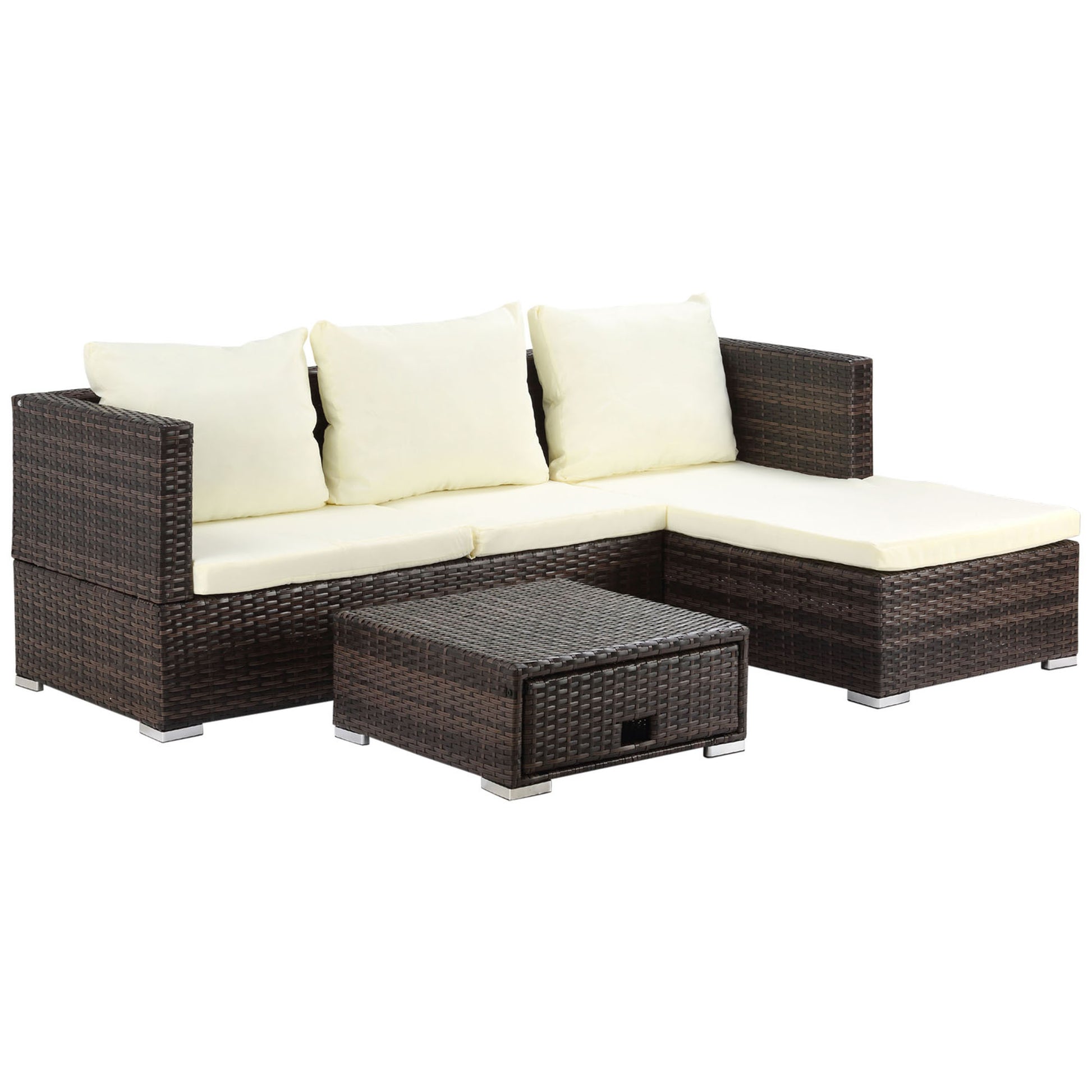 3 Pieces Rattan Garden Furniture Sofa Set