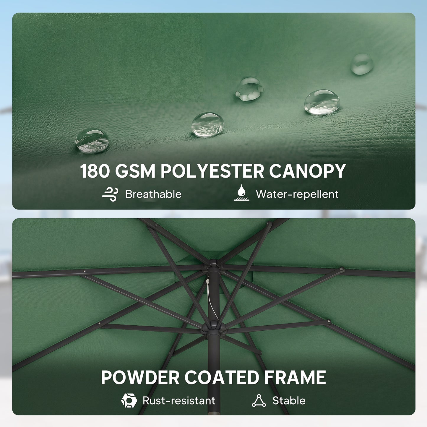 2.7 m Garden Parasol Umbrella with Cross Base and Sandbag