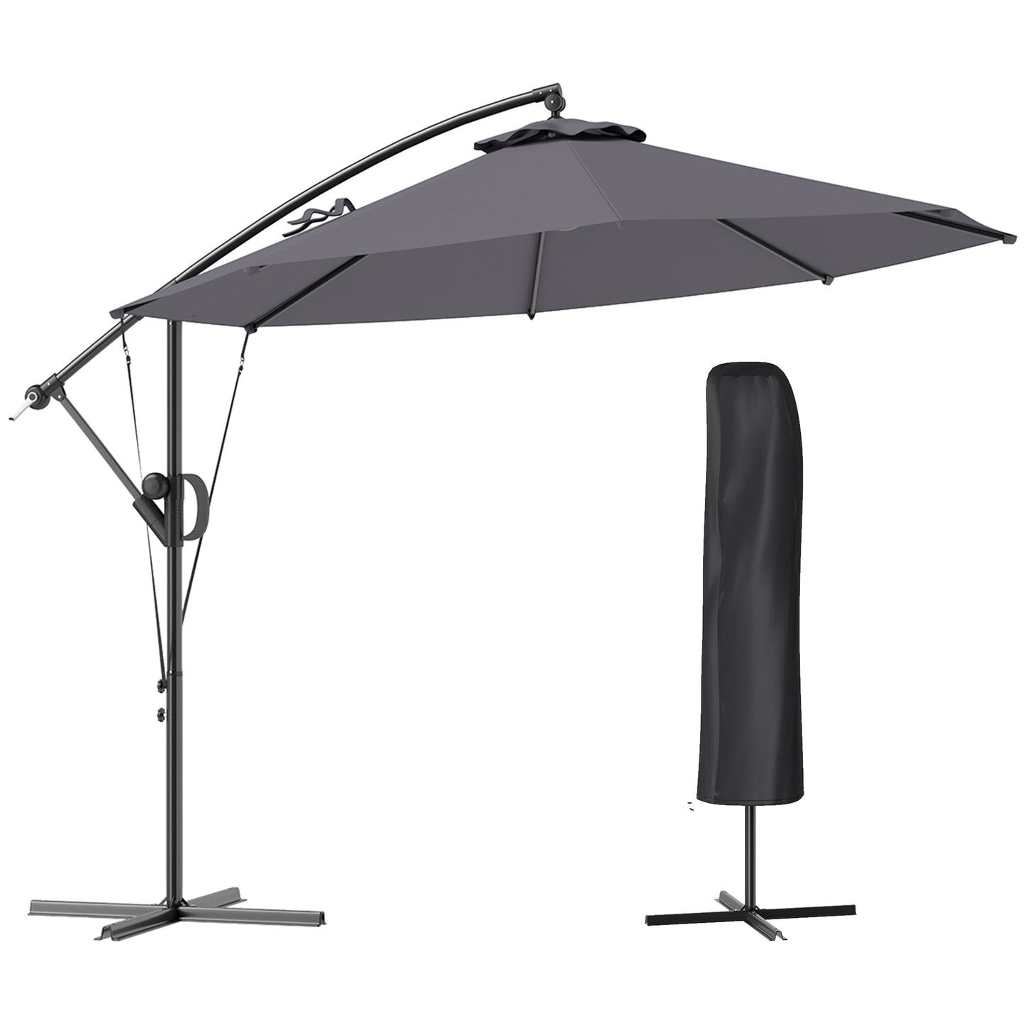 3(m) Garden Cantilever Parasol with Cover and Wind Protection Strap