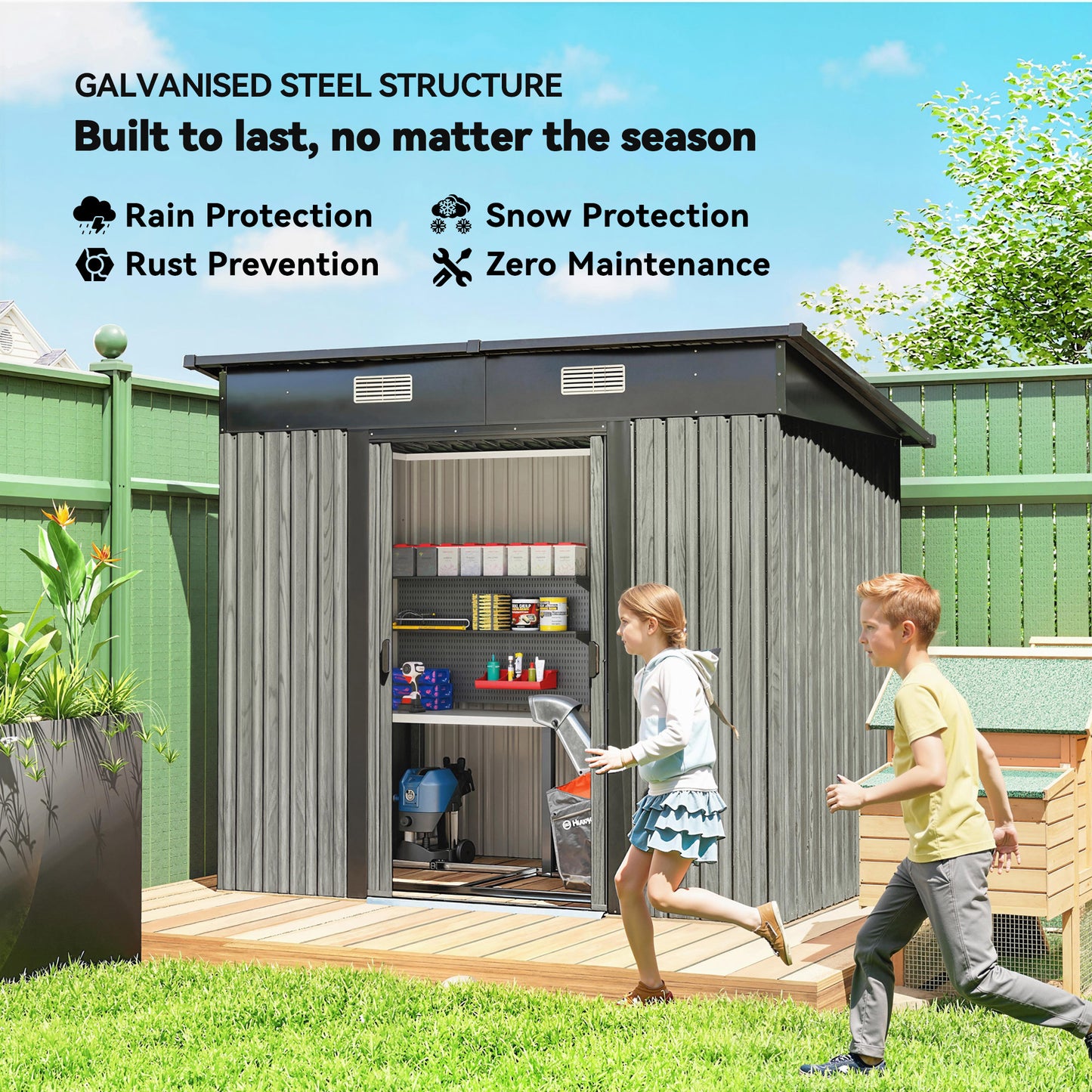 7 x 4ft Outdoor Storage Shed with Foundation Kit (1)
