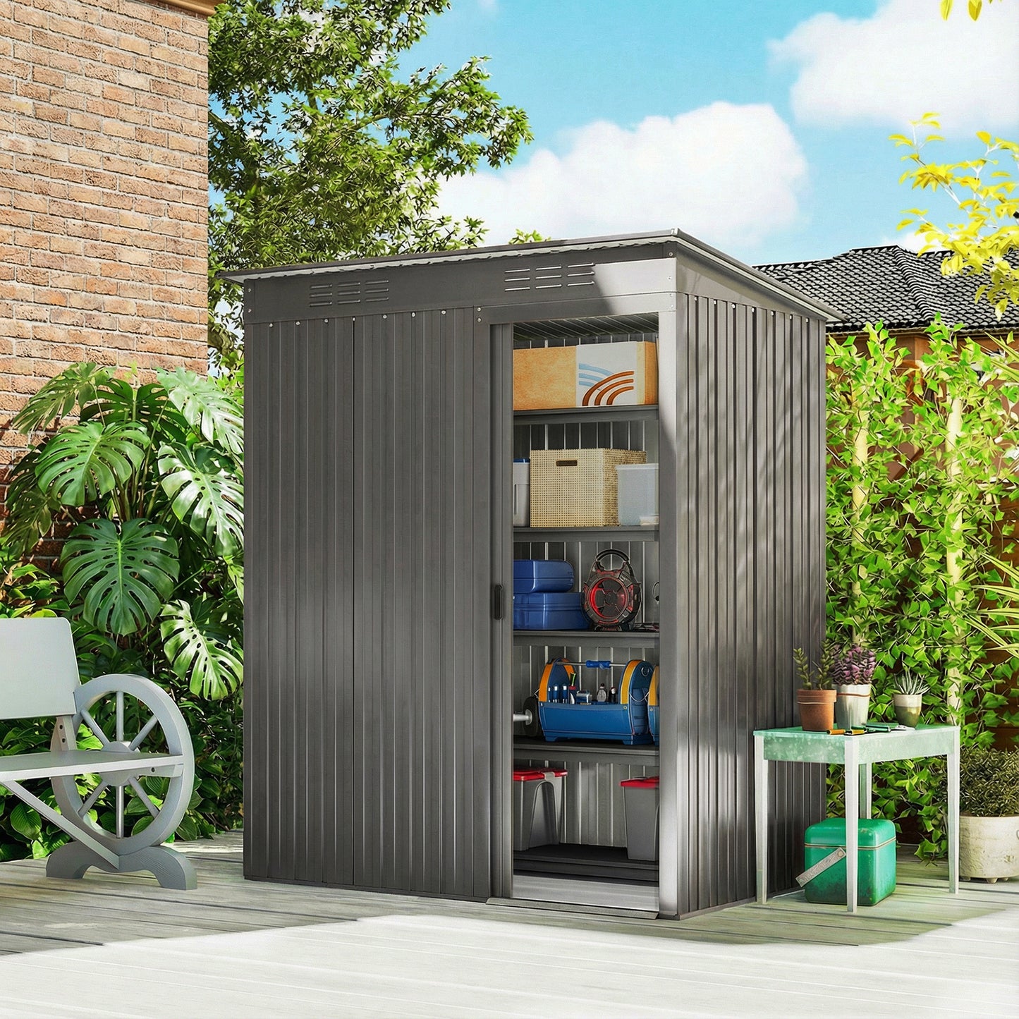 5 x 3.5ft Metal Garden Storage Shed with Effortless Assembly