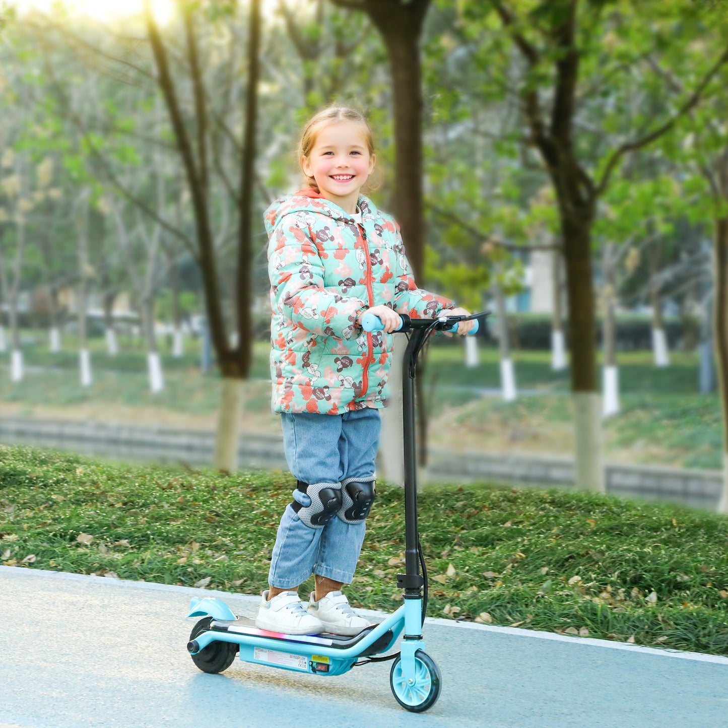 Electric Scooter for Kids Aged 6-14 Years, with Colourful Lights