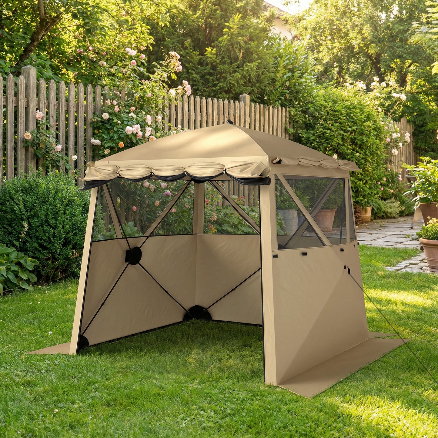 Pop Up Gazebo Waterproof Instant Shelter with Awning Mesh Windows