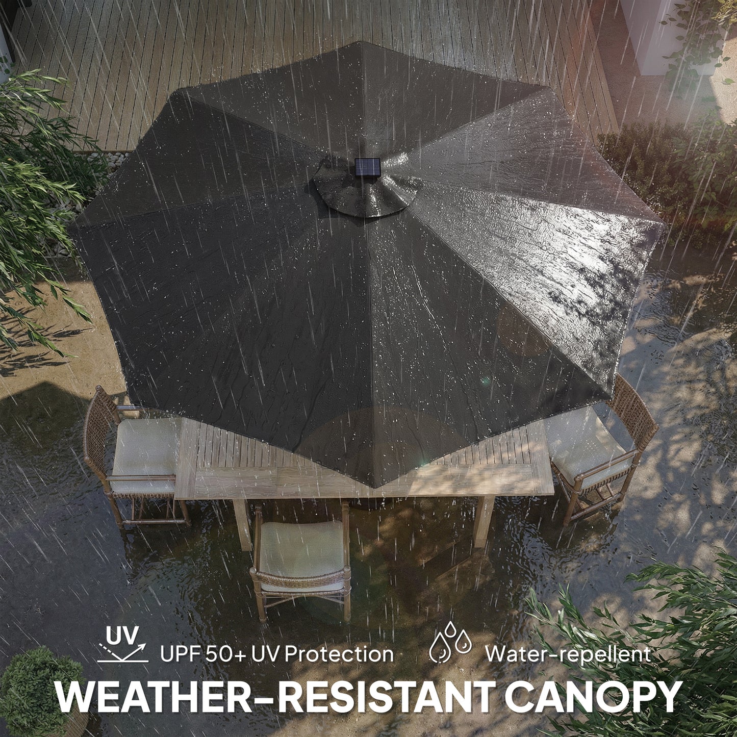 3 m Garden Parasol Umbrella with 112 Solar Powered LED Lights