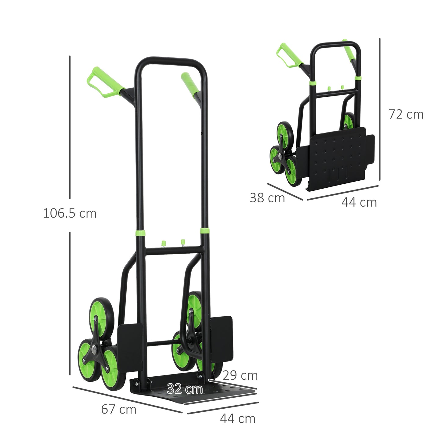 Six-Wheel Folding  Sack Barrow Trolley - Black/Green