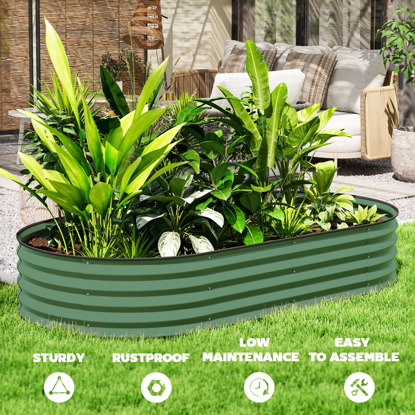 Set of Two 181 x 93cm Steel Planters