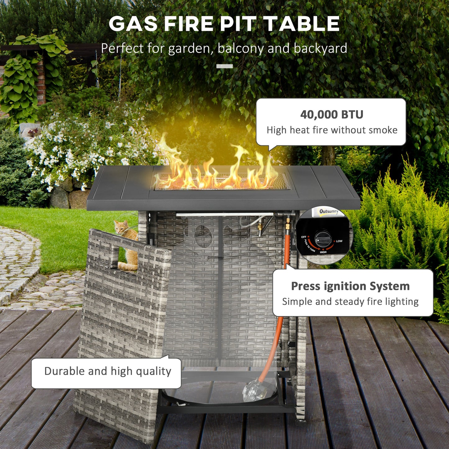 Outdoor PE Rattan Gas Fire Pit Table (1)