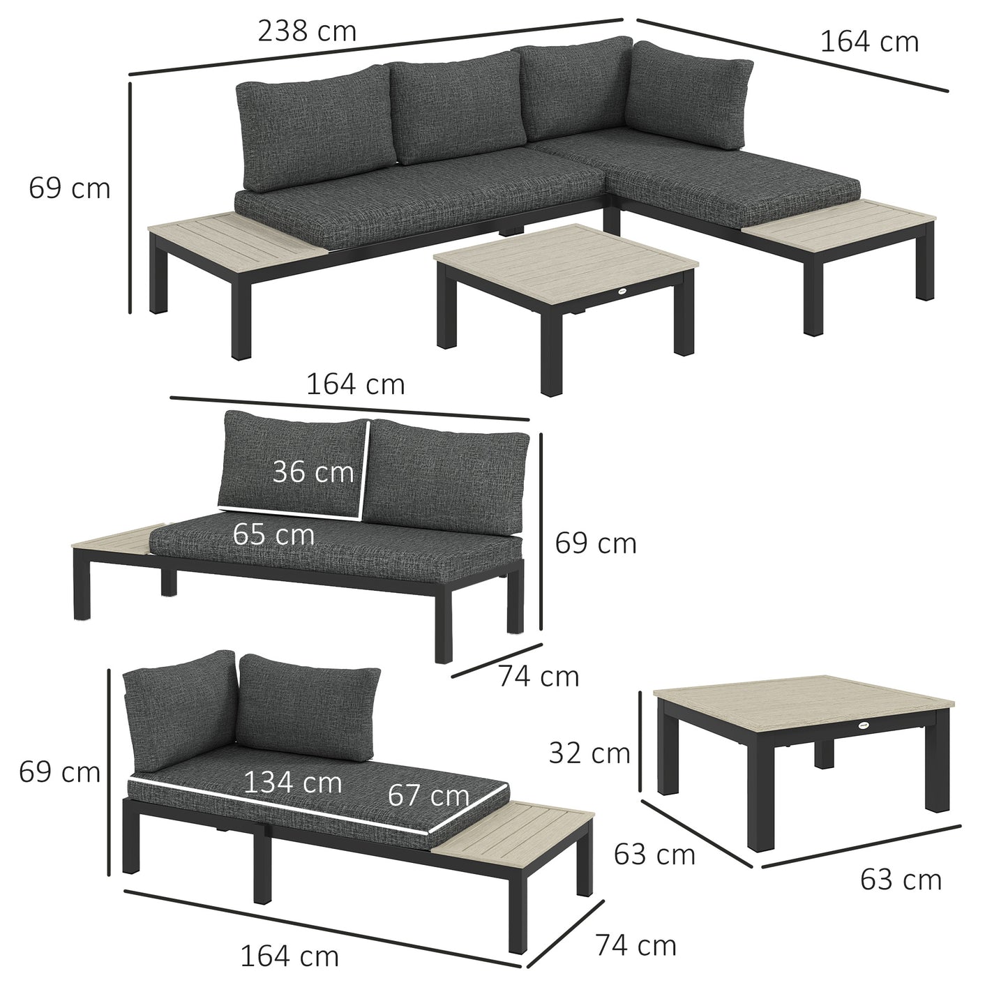 3 Pieces Garden Furniture Set