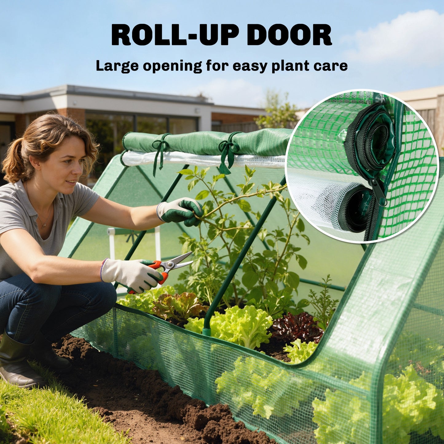Portable Small Polytunnel, Mini Greenhouse with Mesh Windows