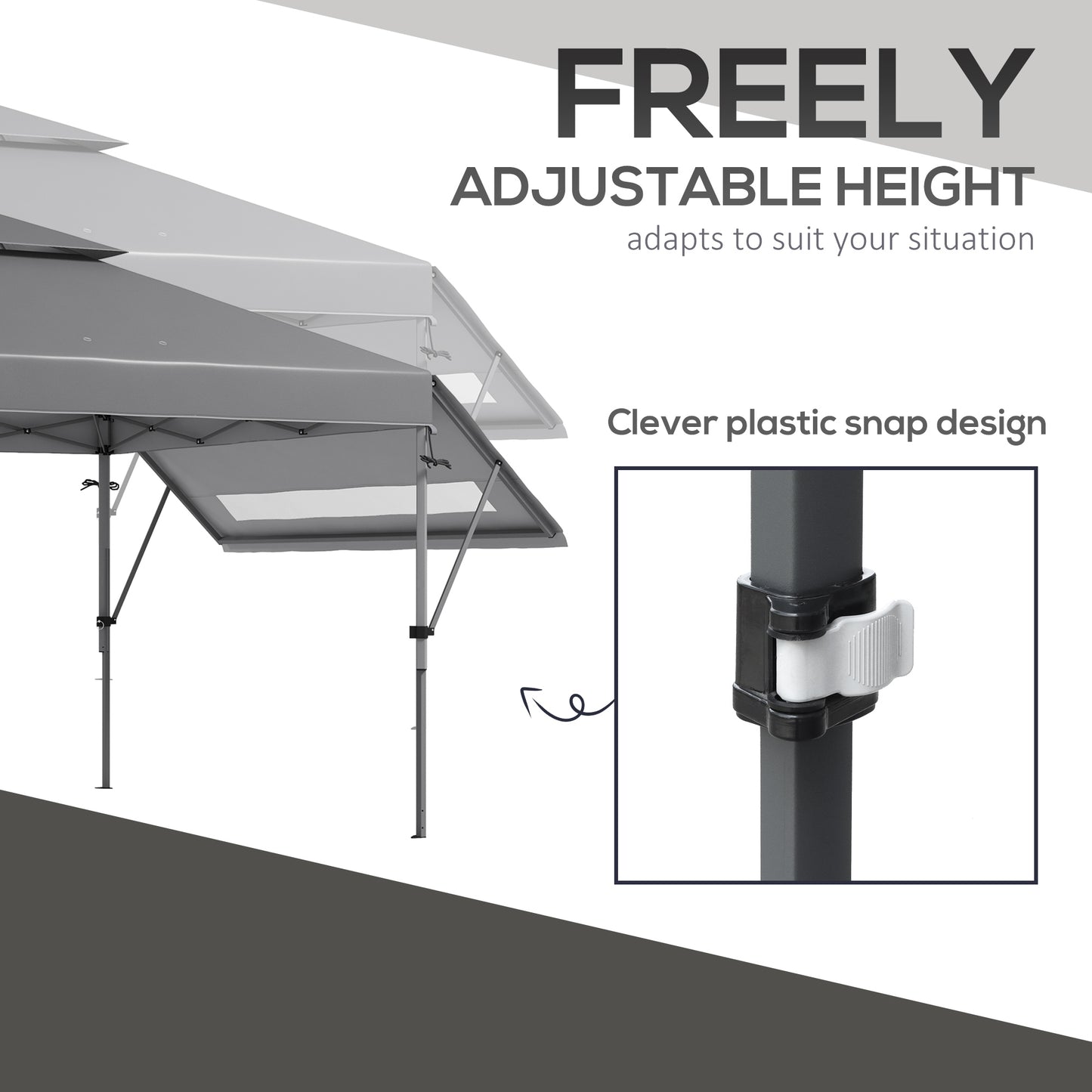 3 x 3m Height Adjustable Pop-Up Gazebo, with Accessories