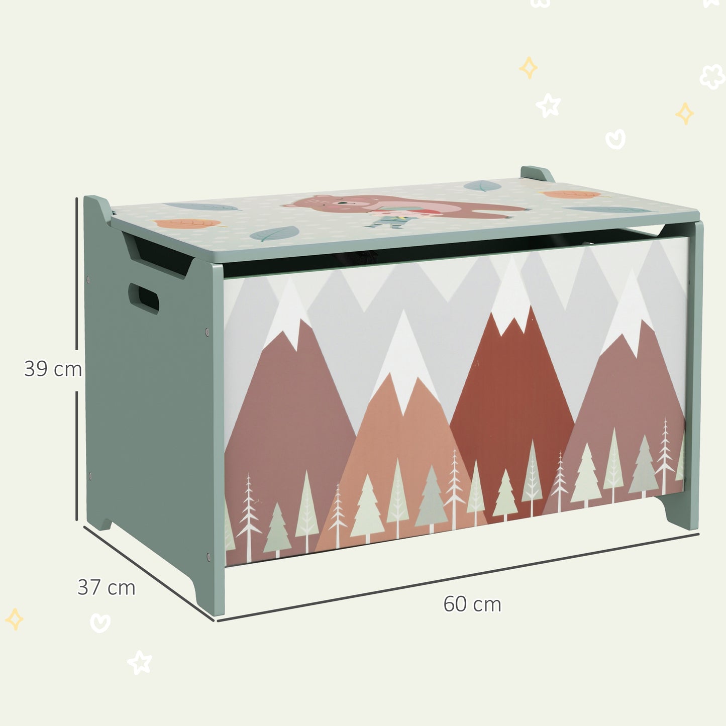 Toy Box, Kids Storage Chest, with Lid, Safety Hinge