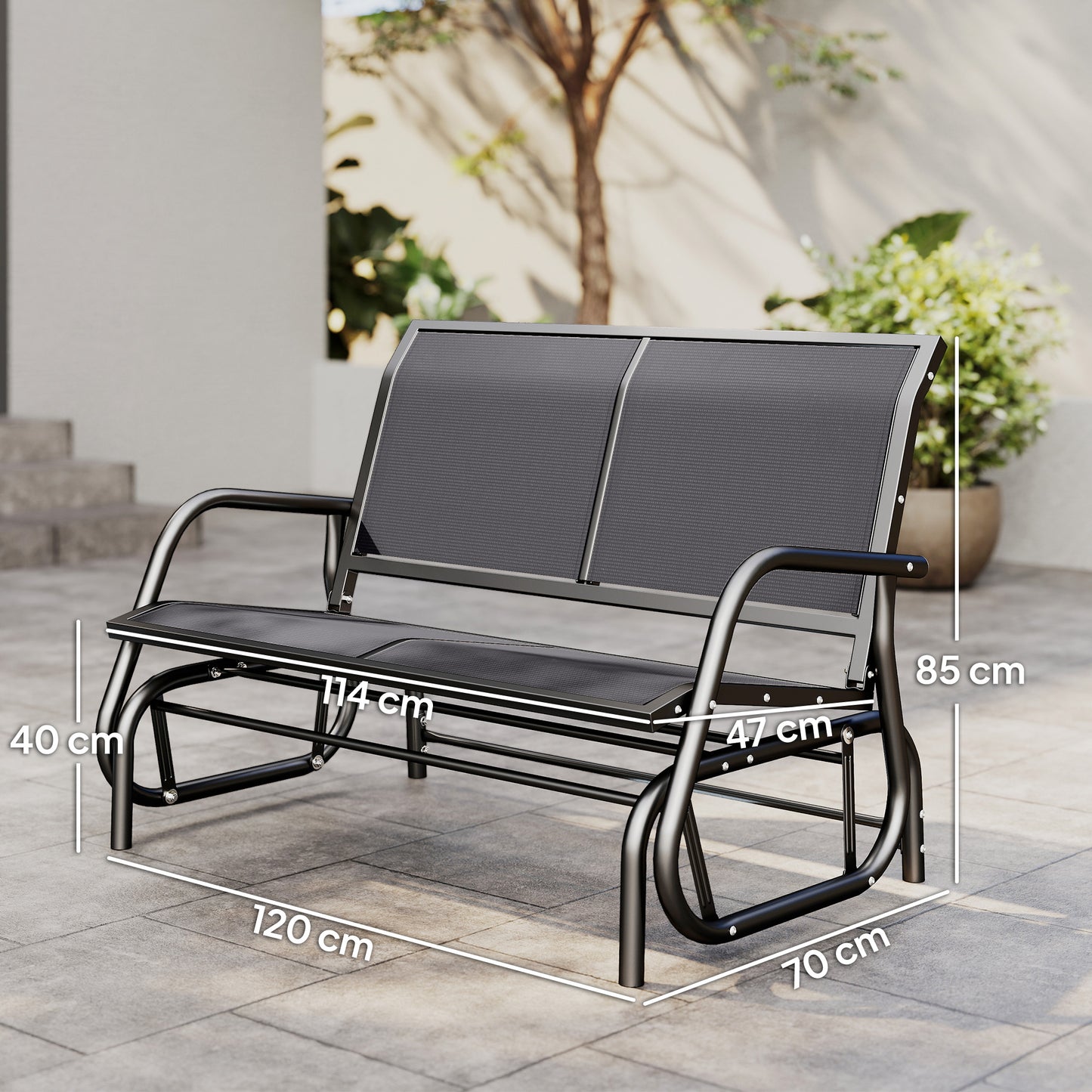 2-Person Outdoor Glider Bench Patio Double Swing Gliding Chair