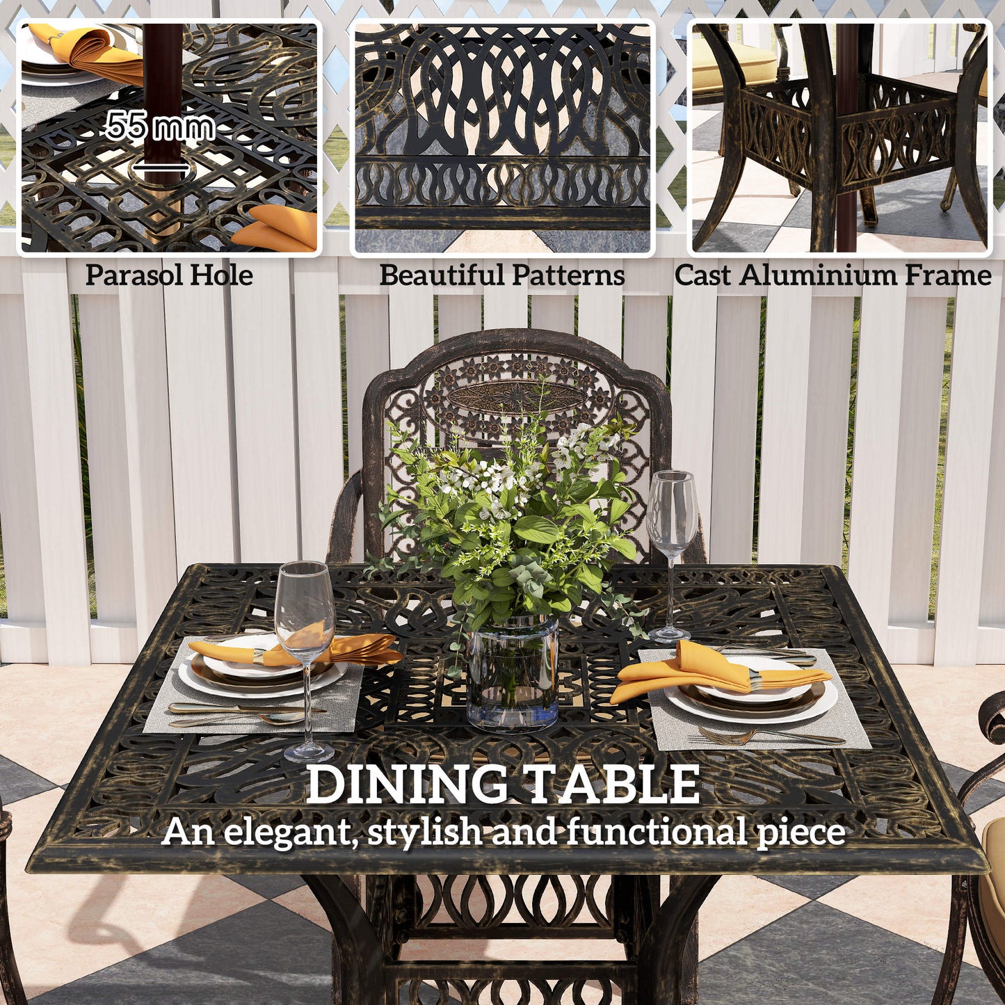 Five-Piece Cast Aluminium Garden Dining Set