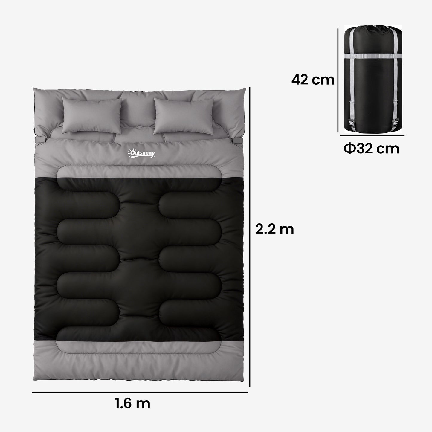 Double Sleeping Bag with 2 Pillows (2)