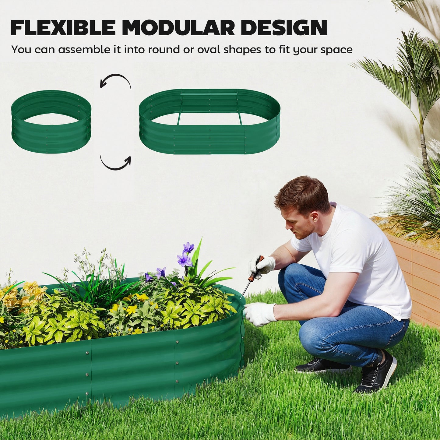 Galvanised Raised Garden Bed with Arched Trellis (1)