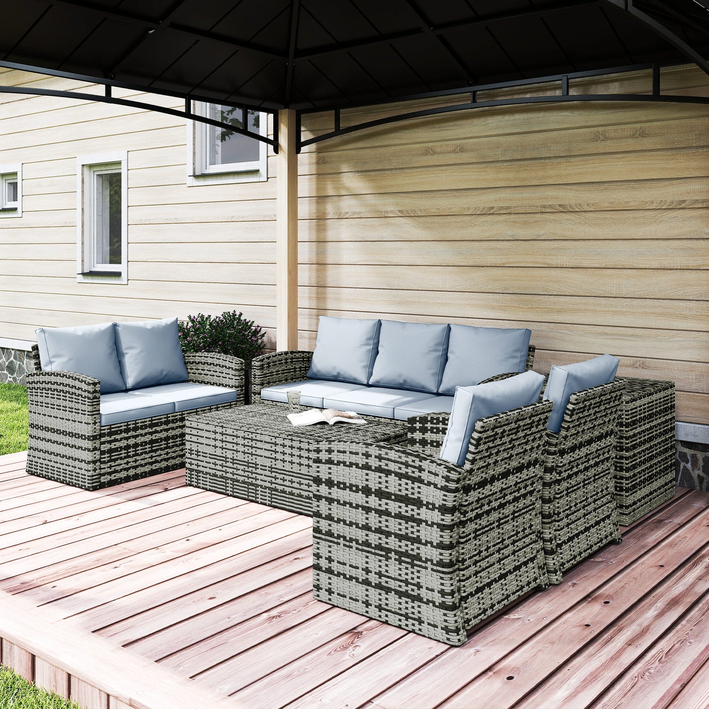 6 Pieces Rattan Garden Furniture Set