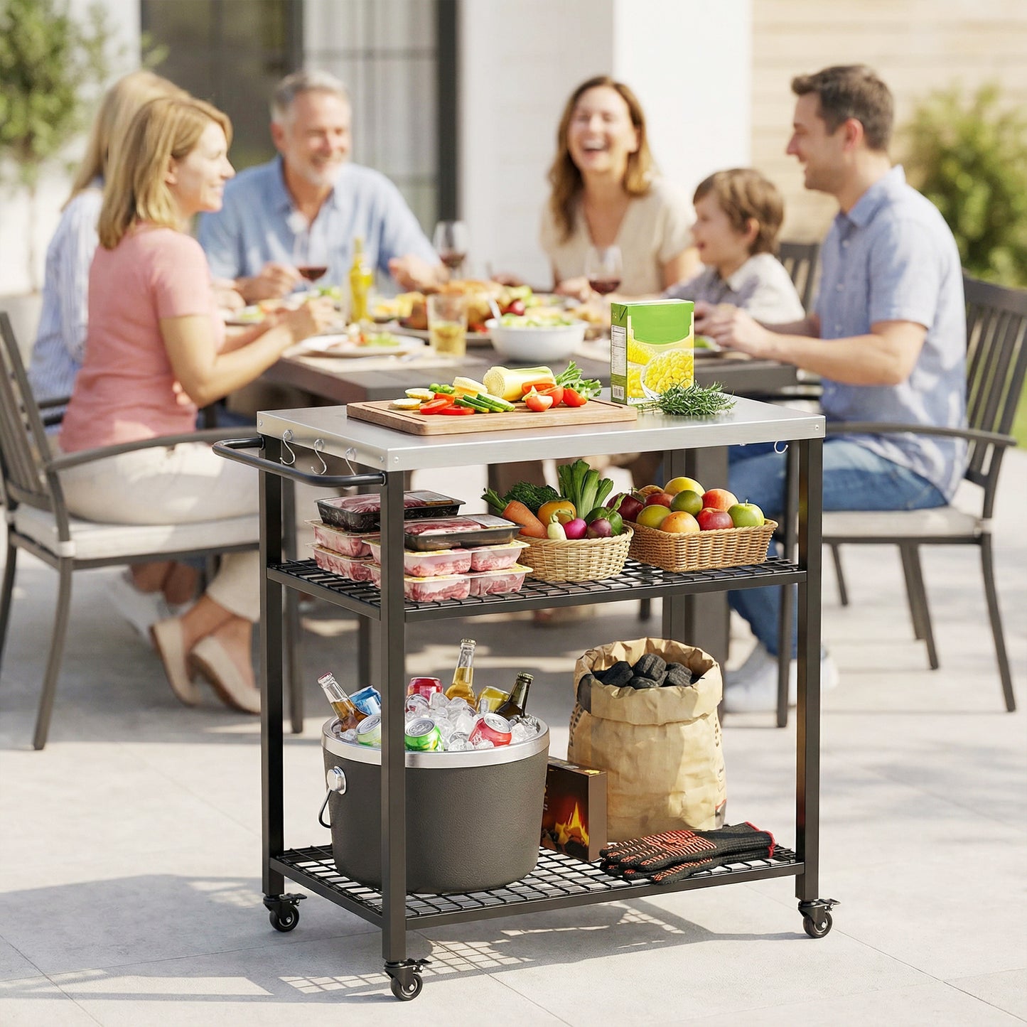 Outdoor Grill Cart with Stainless Steel Tabletop (2)