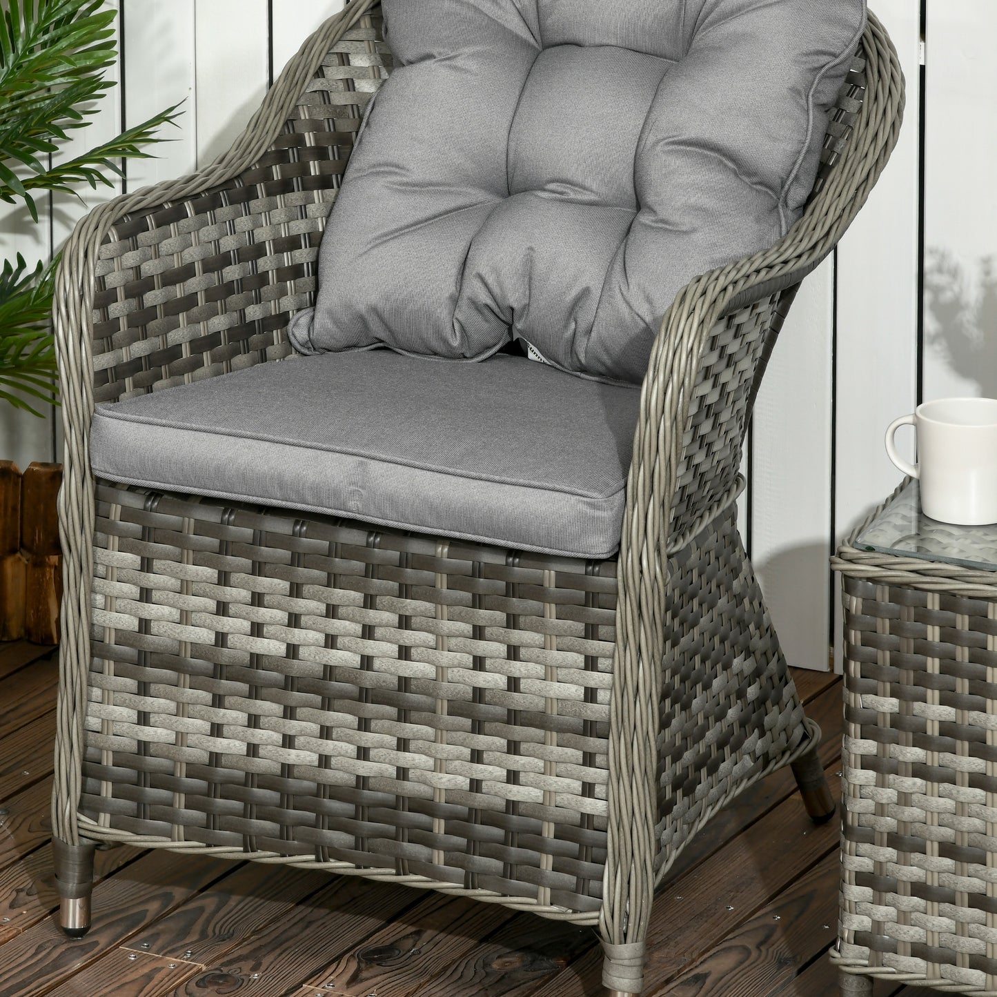 3 Pieces Rattan Bistro Set, Wicker Garden Bistro Set