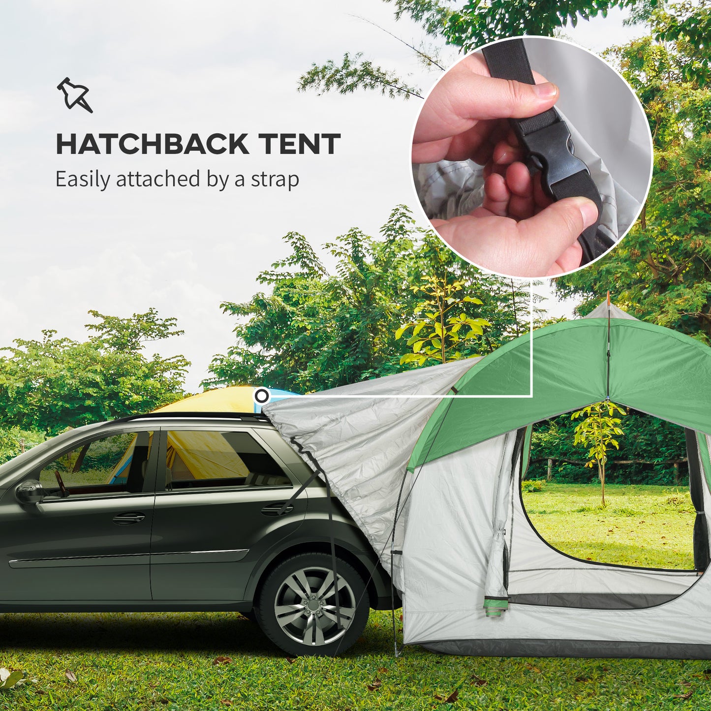 SUV Car Tent for Camping, Waterproof PU2000mm, 5 Man Tailgate Tent