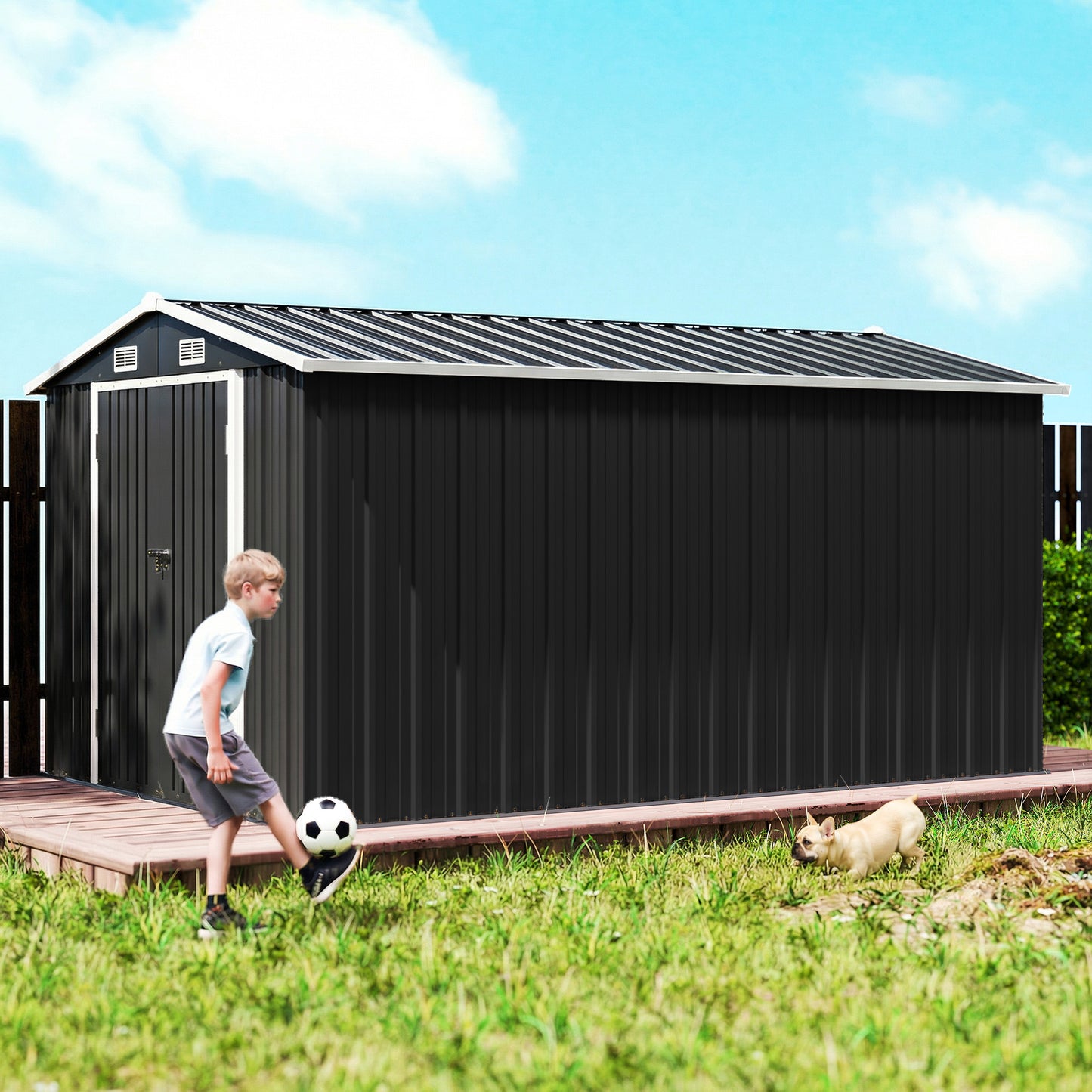 12 x 8 ft Garden Shed, Outdoor Storage Shed with 4 Vents