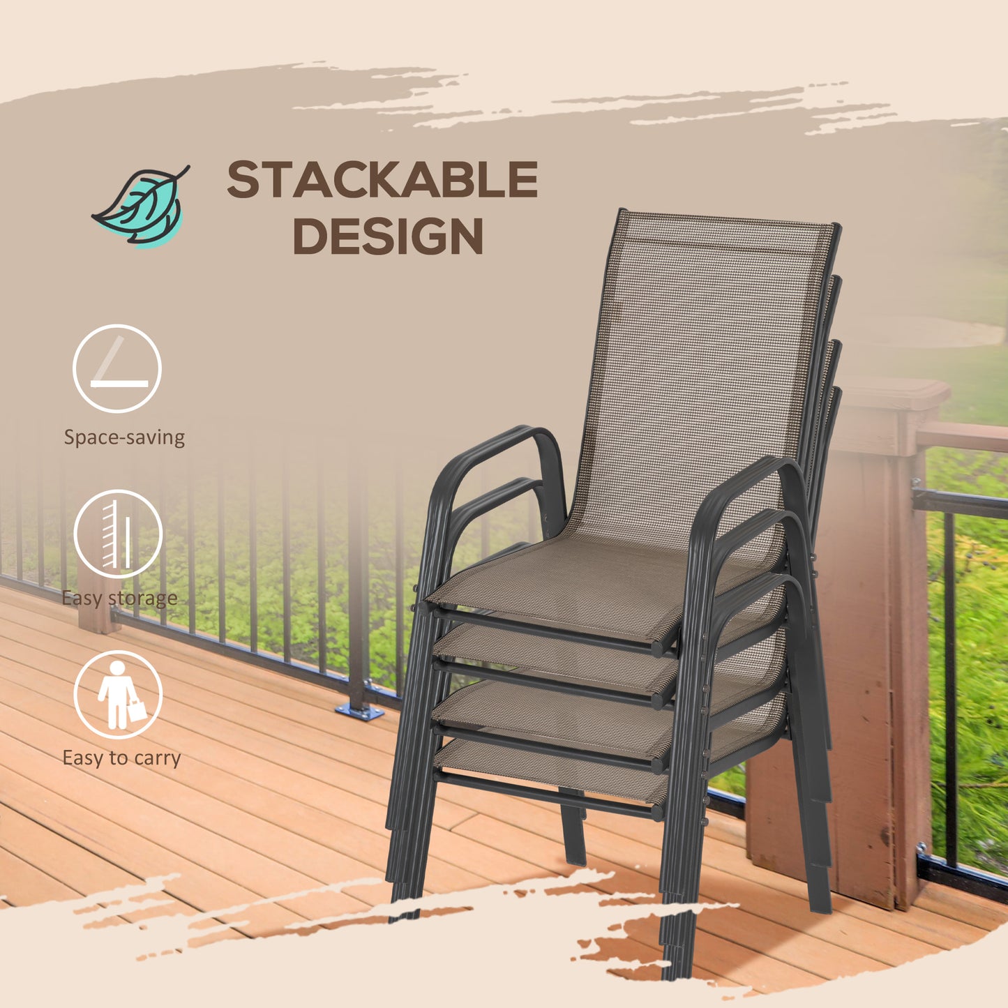 Set of Four Stackable Mesh Seat Chairs (4)