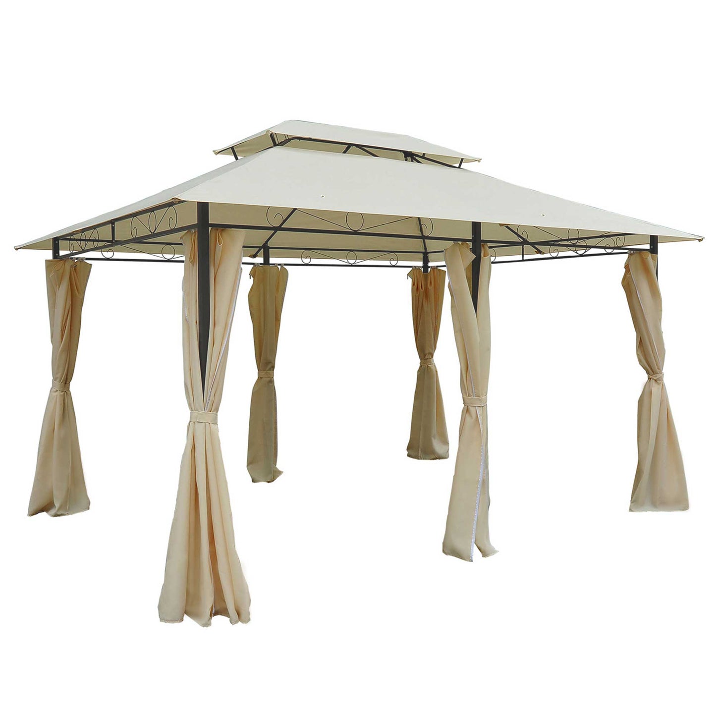 4m x 3(m)Garden Gazebo, Double Roof Outdoor Gazebo Canopy Shelter