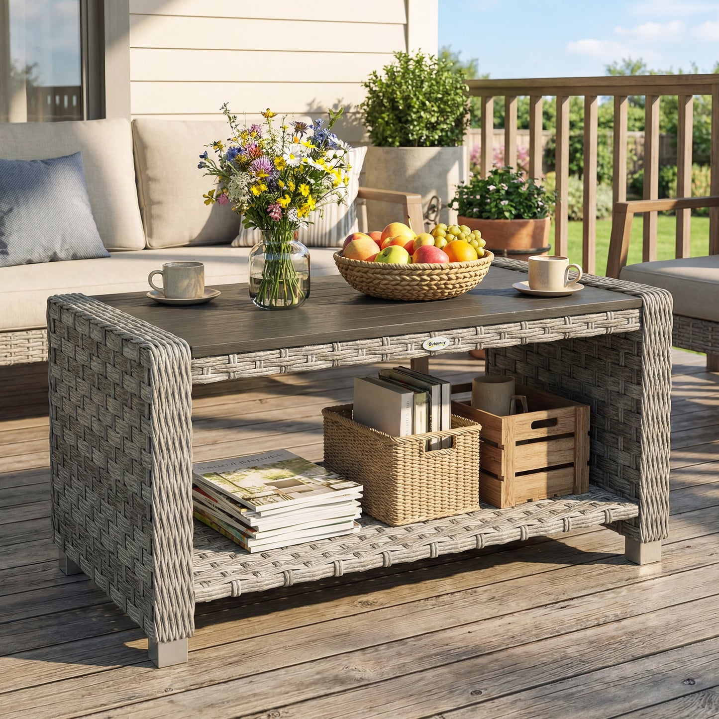 Outdoor Coffee Table with Storage Shelf