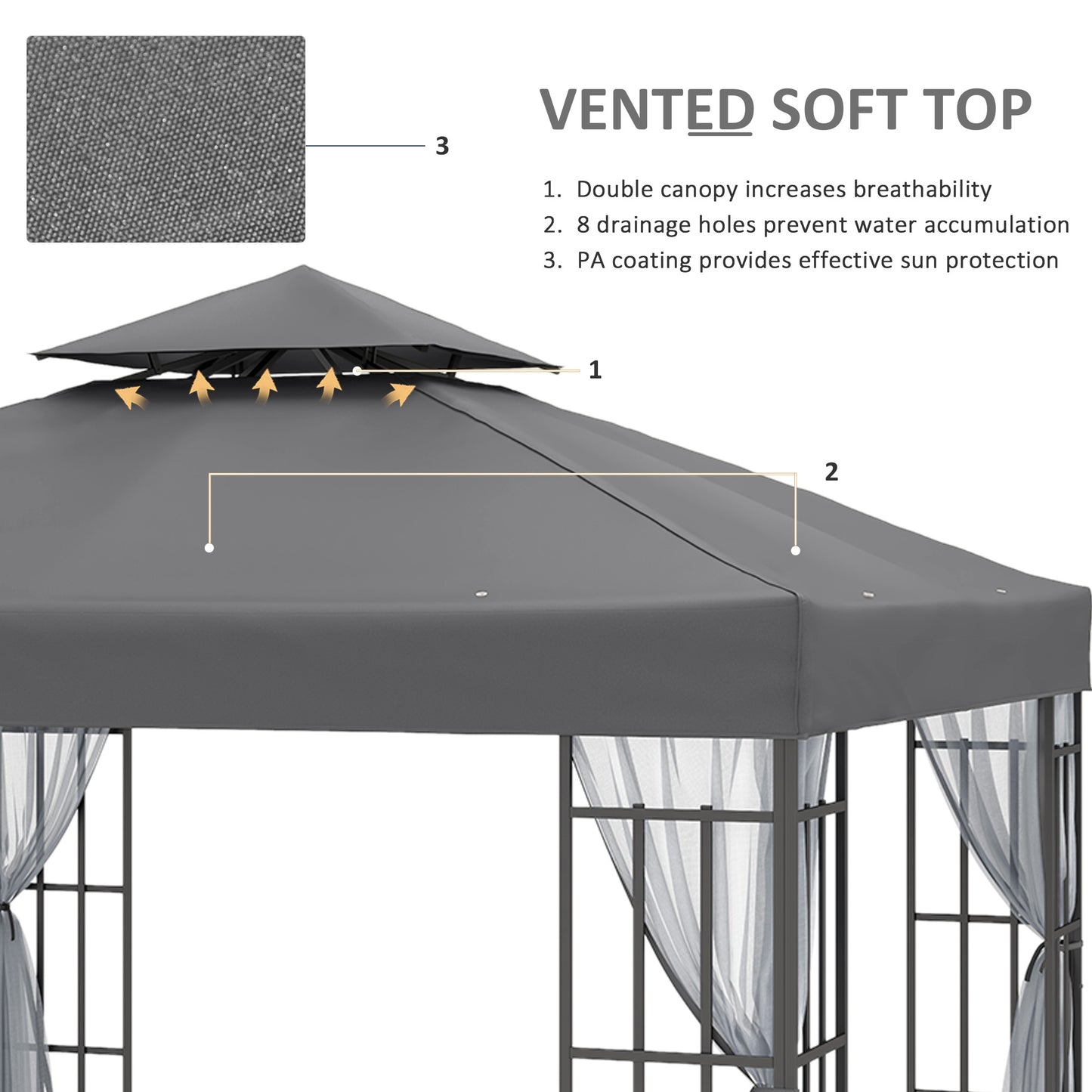3 x 3(m) Patio Gazebo Canopy Garden Pavilion Tent Shelter