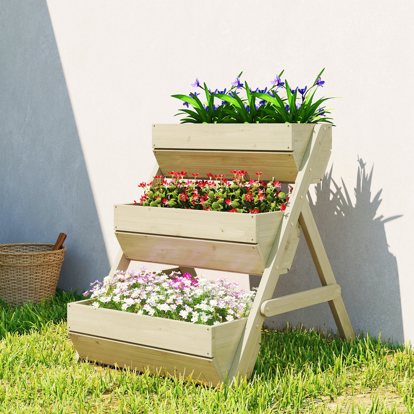 3 Tier Raised Garden Bed Wooden Elevated Planter Box Kit