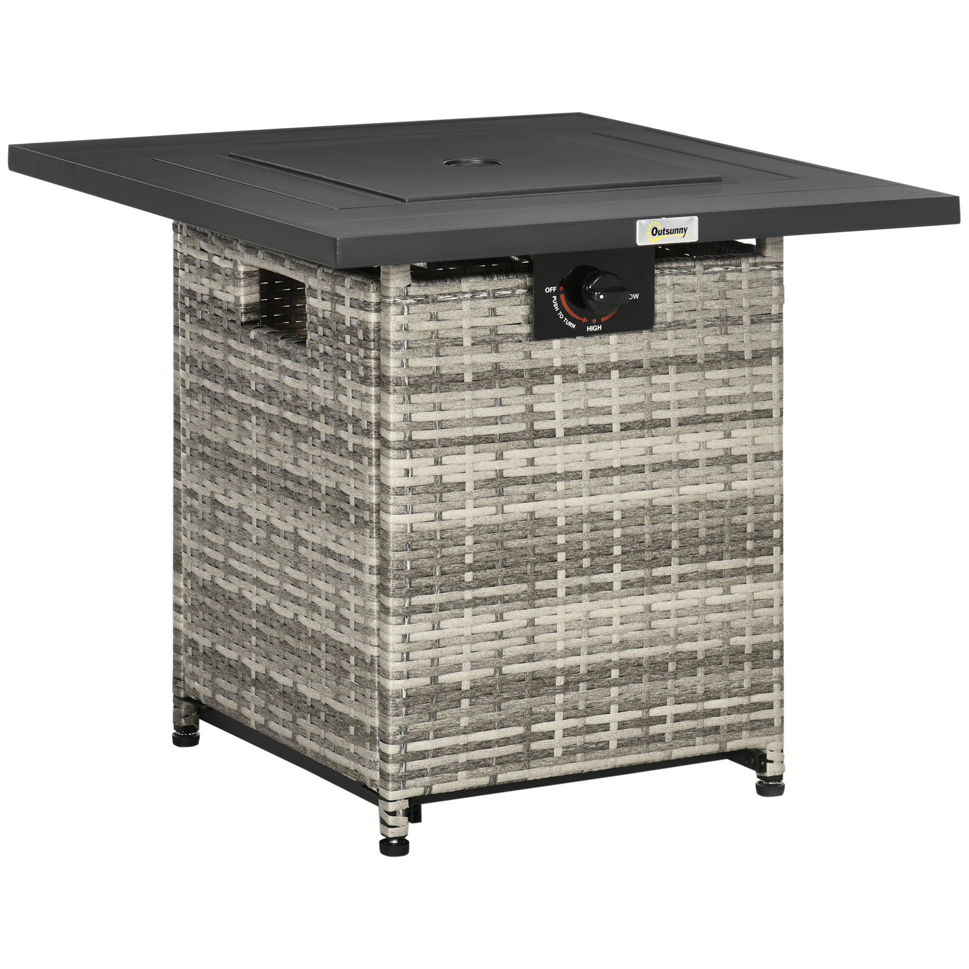 Outdoor PE Rattan Gas Fire Pit Table (1)