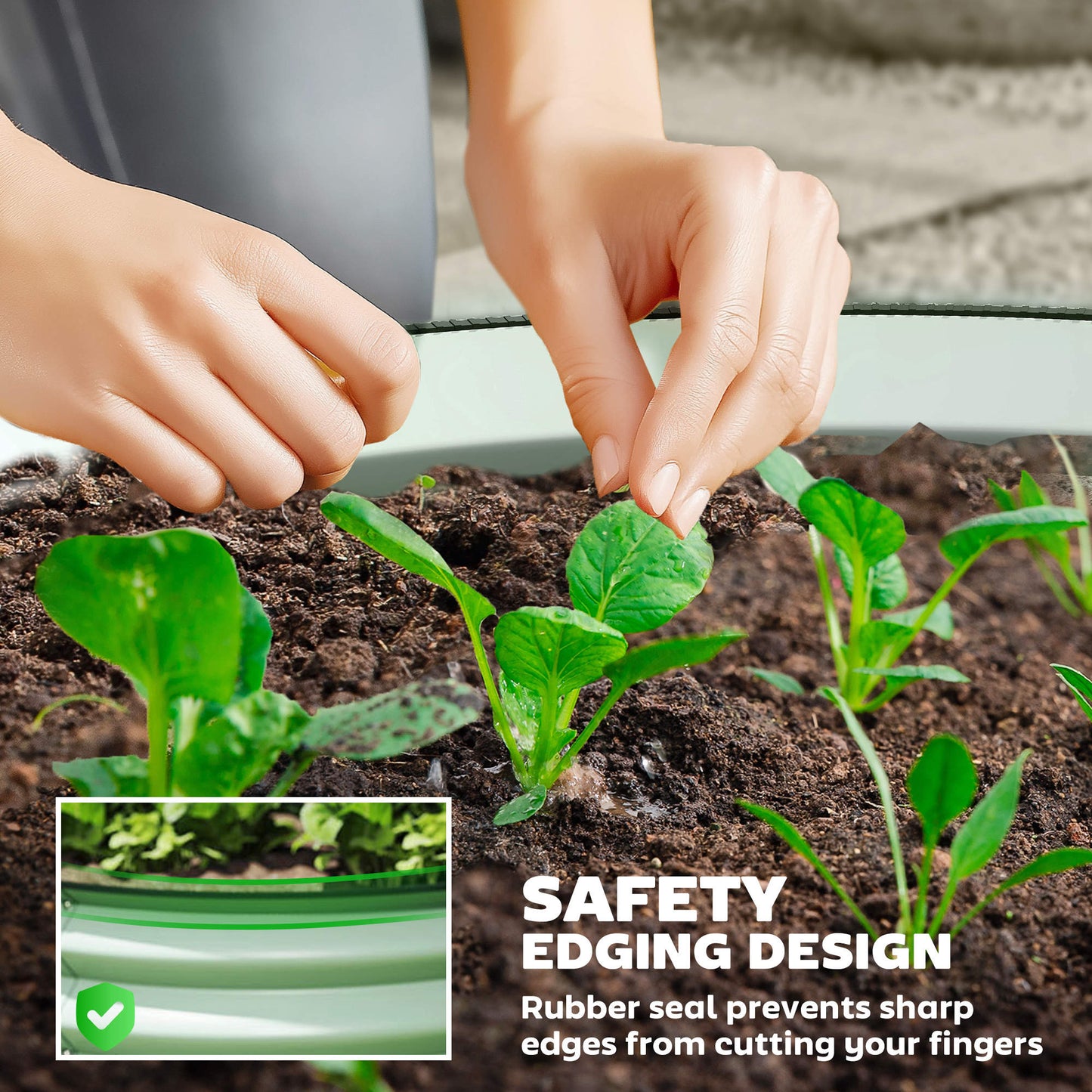 Set of 2 Raised Garden Bed, Metal Planter Box with Safety Edging