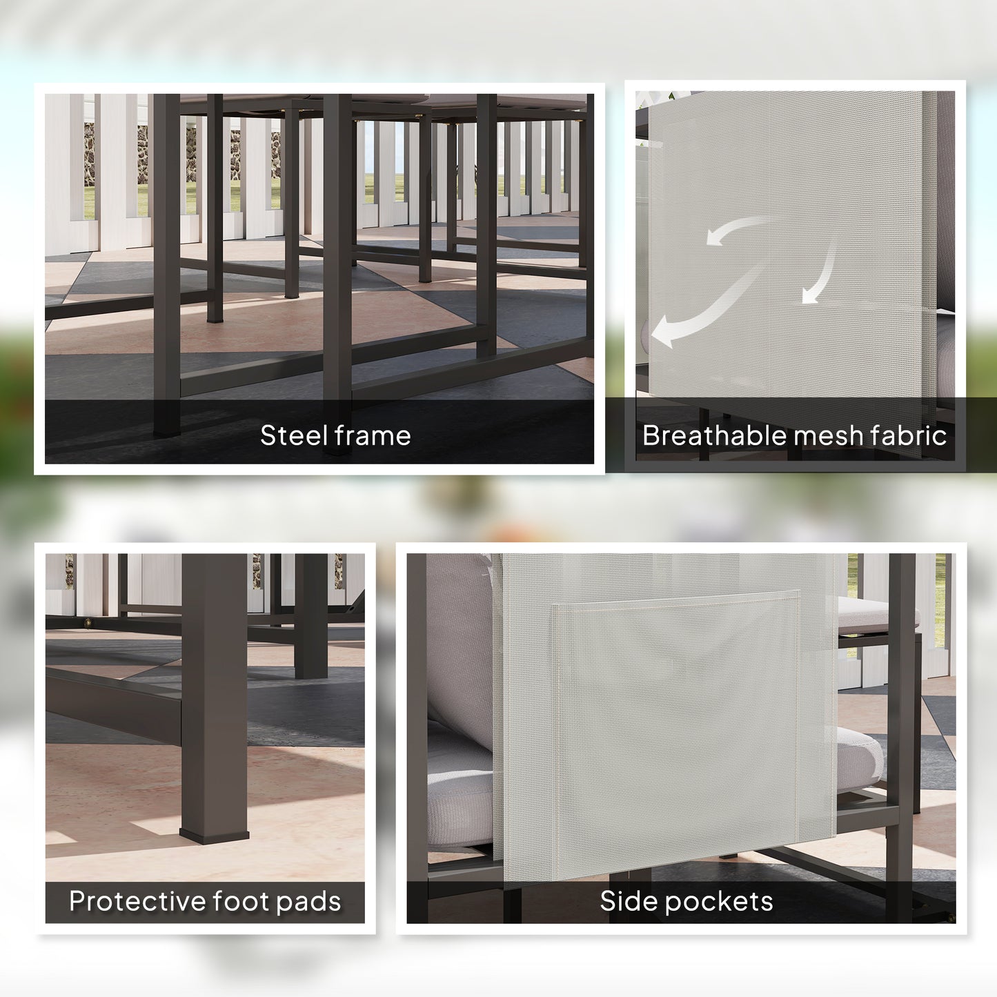 Nine-Piece Steel Frame Garden Dining Set
