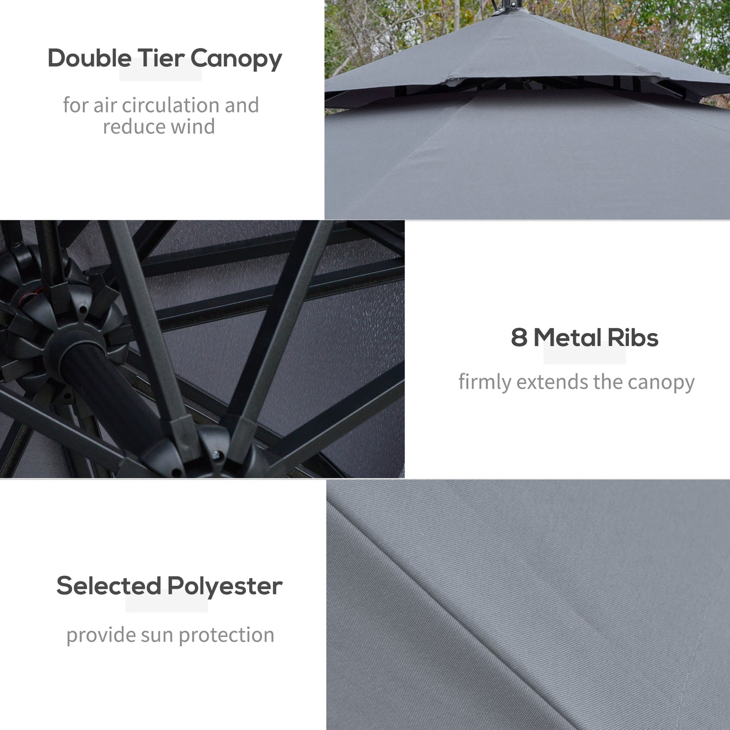 3m LED Light Overhanging Parasol