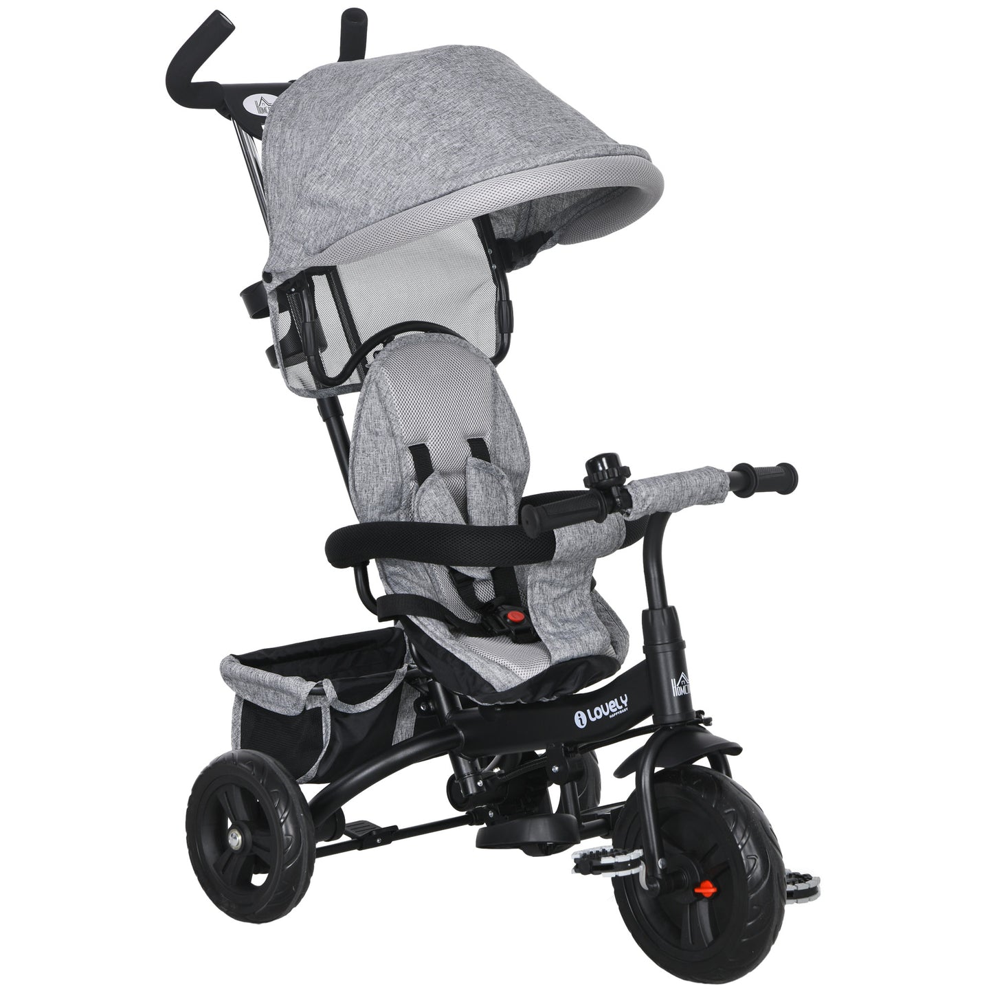 6 in 1 Kids Trike Push Bike w/ Push Handle, Canopy