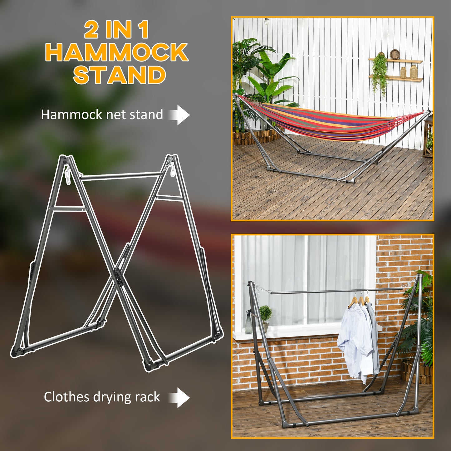 Foldable Hammock Stand, Portable Hammock with Metal Frame