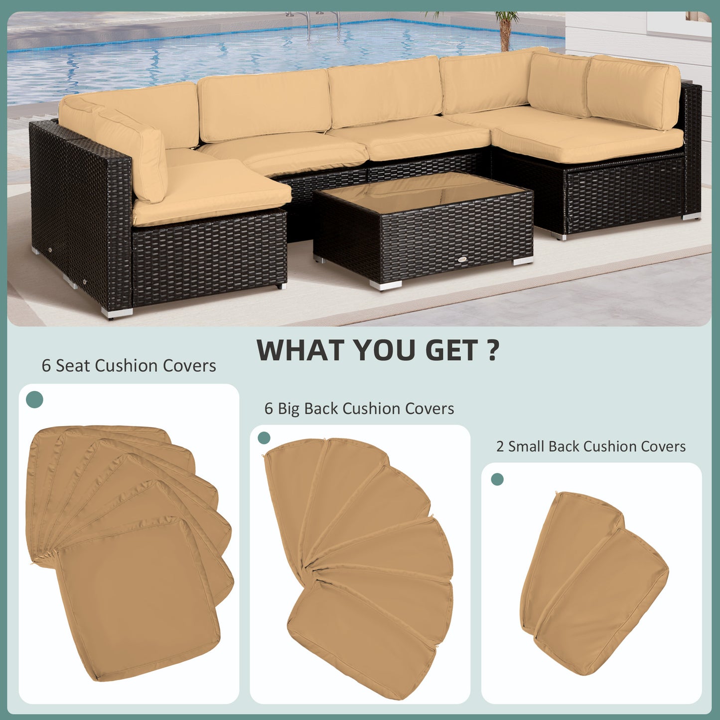 14 Pcs Outdoor Cushion Set