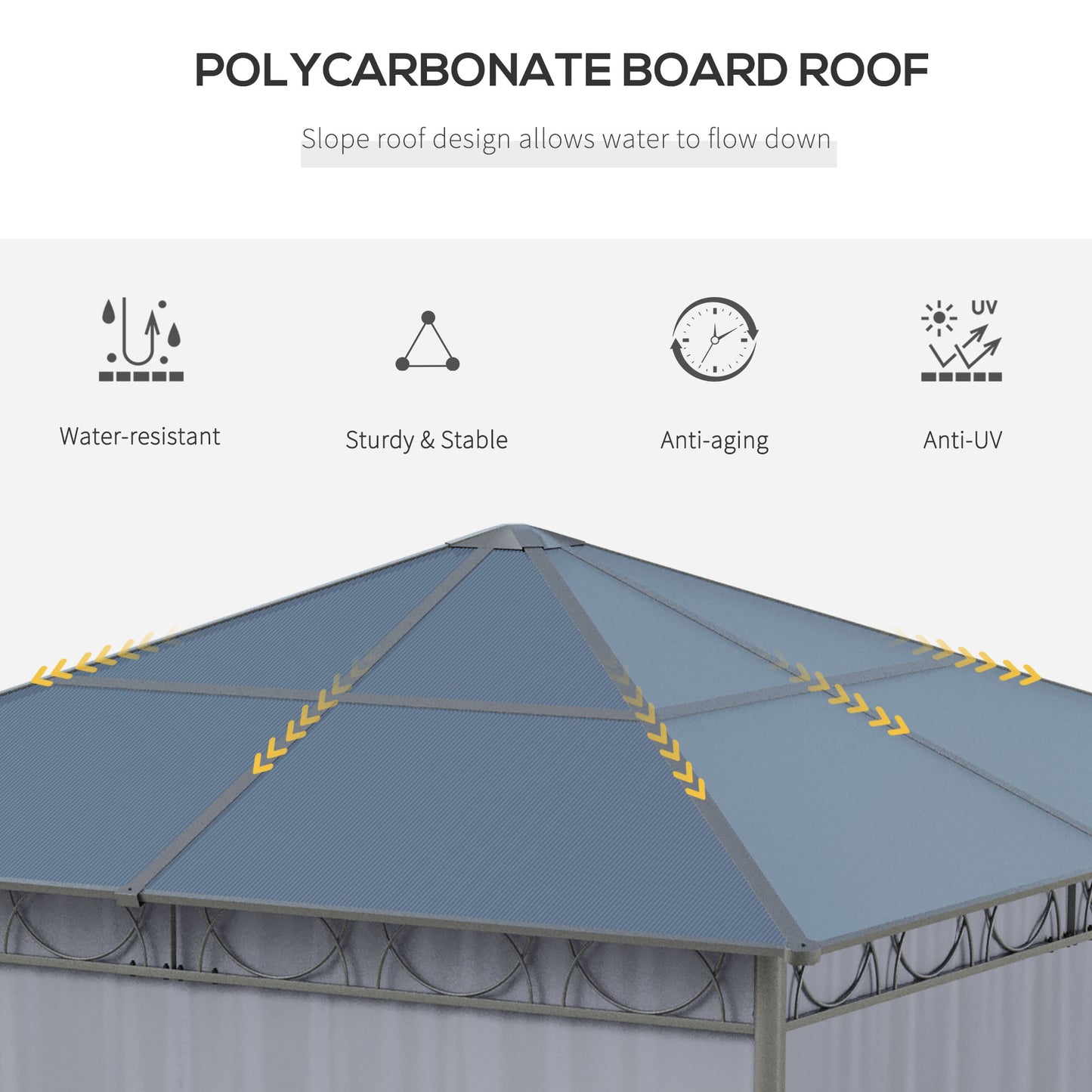 3 x 3(m) Hardtop Gazebo Canopy with Polycarbonate Roof (2)
