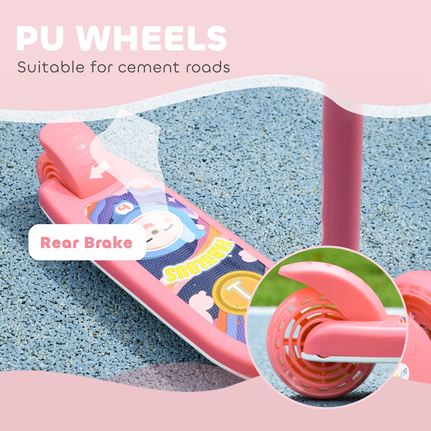 Kids 3 Wheel Scooter for 2-6 Years Old w/ Adjustable Height